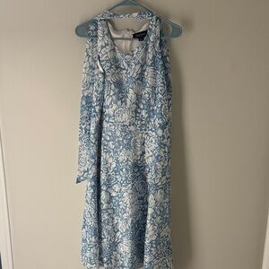 Maggy London One Shoulder Blue and White Dress